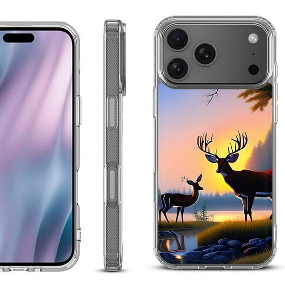 For iPhone 17 Pro Max Protective Shockproof Phone Case, by OneToughShield - Deer Sunset