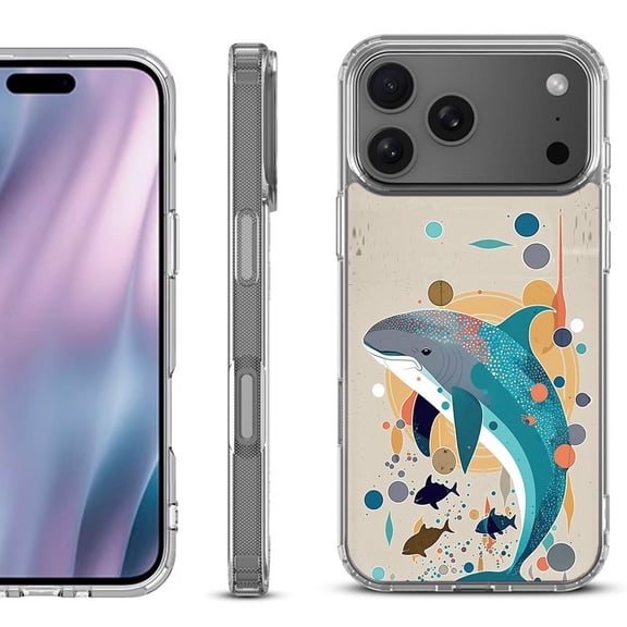 For iPhone 17 Pro Max Protective Shockproof Phone Case, by OneToughShield - Dolphin Family