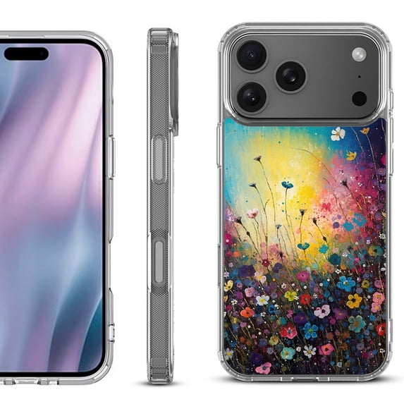 For iPhone 17 Pro Max Protective Shockproof Phone Case, by OneToughShield - Flower Field