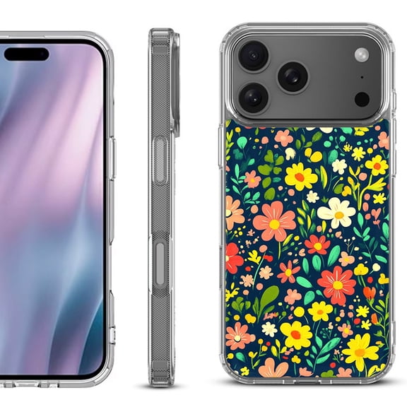 For iPhone 17 Pro Max Protective Shockproof Phone Case, by OneToughShield - Flower Symphony