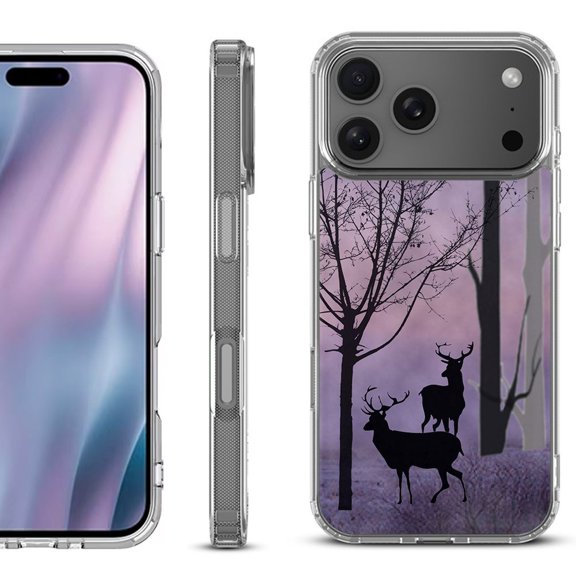 For iPhone 17 Pro Max Protective Shockproof Phone Case, by OneToughShield - Forest/Deer/Twilight