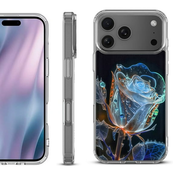 For iPhone 17 Pro Max Protective Shockproof Phone Case, by OneToughShield - Glowing Rose