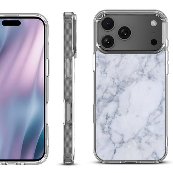 For iPhone 17 Pro Max Protective Shockproof Phone Case, by OneToughShield - Marble / Clouds