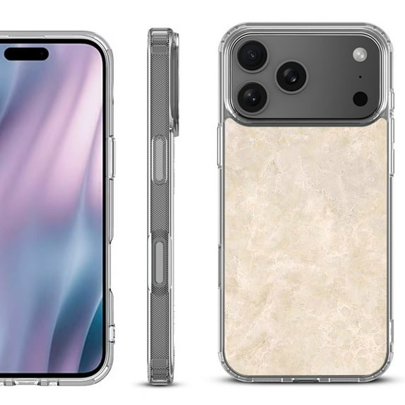 For iPhone 17 Pro Max Protective Shockproof Phone Case, by OneToughShield - Marble / Latte