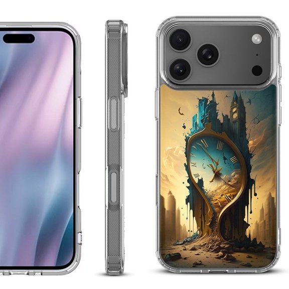 For iPhone 17 Pro Max Protective Shockproof Phone Case, by OneToughShield - Melting Clock