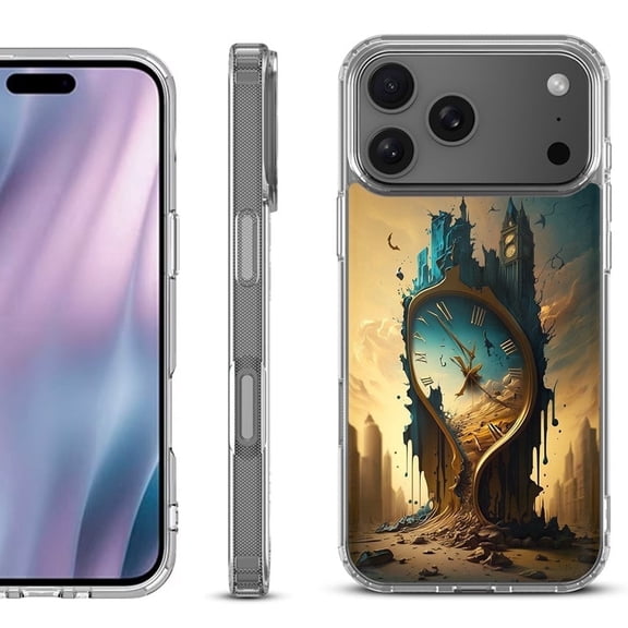 For iPhone 17 Pro Max Protective Shockproof Phone Case, by OneToughShield - Melting Clock