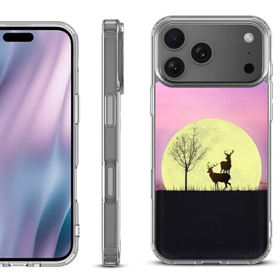 For iPhone 17 Pro Max Protective Shockproof Phone Case, by OneToughShield - Moonlight Deer