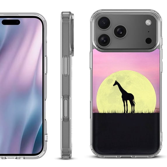 For iPhone 17 Pro Max Protective Shockproof Phone Case, by OneToughShield - Moonlight Giraffe