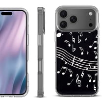 For iPhone 17 Pro Max Protective Shockproof Phone Case, by OneToughShield - Music Notes / Black