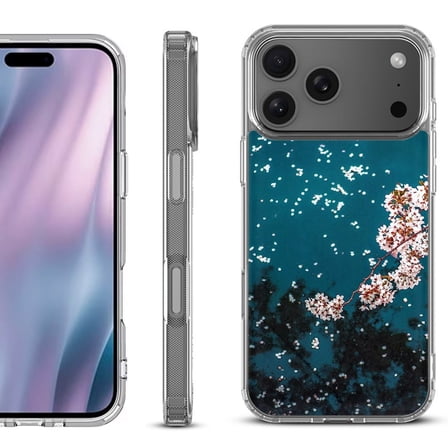 For iPhone 17 Pro Max Protective Shockproof Phone Case, by OneToughShield - Night Blossom