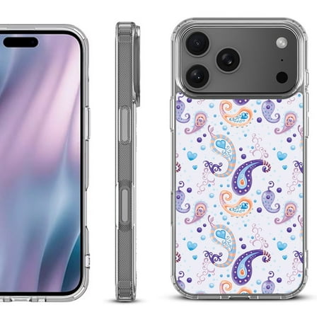 For iPhone 17 Pro Max Protective Shockproof Phone Case, by OneToughShield - Paisley Purple