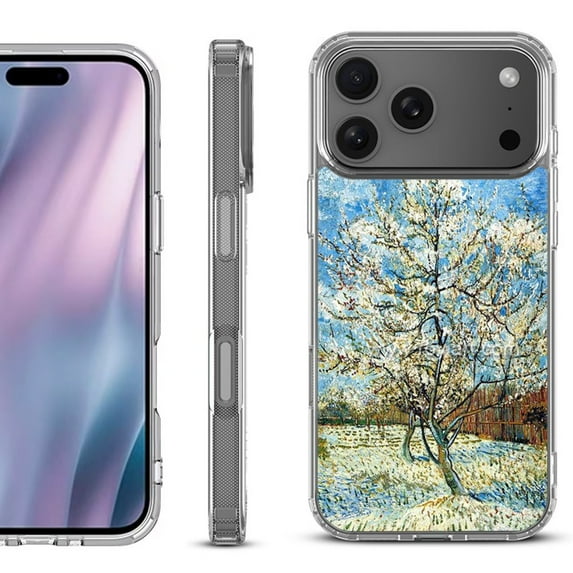 For iPhone 17 Pro Max Protective Shockproof Phone Case, by OneToughShield - Peach Tree Blossom