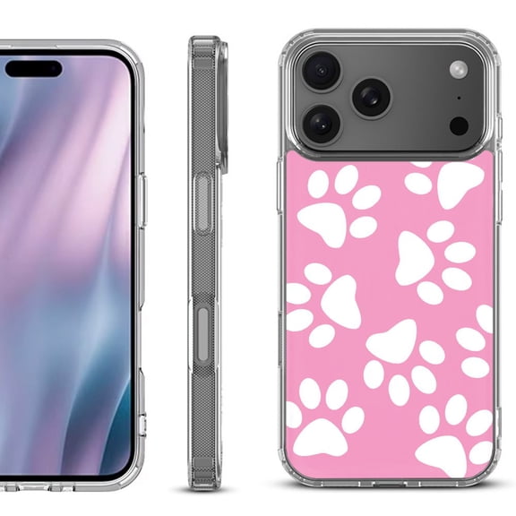 For iPhone 17 Pro Max Protective Shockproof Phone Case, by OneToughShield - Pet Paw/ Pink