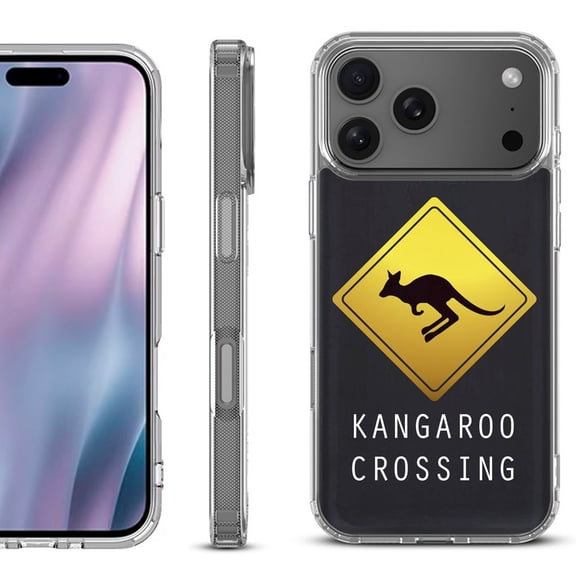 For iPhone 17 Pro Max Protective Shockproof Phone Case, by OneToughShield - Road Sign Kangaroo