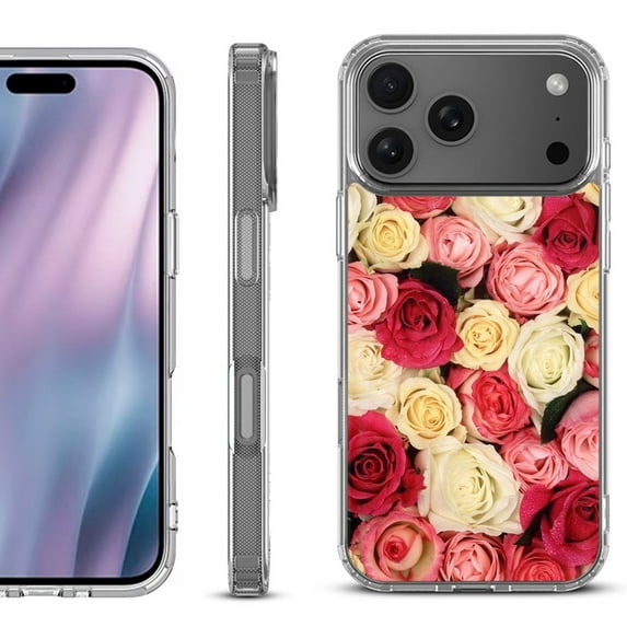 For iPhone 17 Pro Max Protective Shockproof Phone Case, by OneToughShield - Rose Bouquet