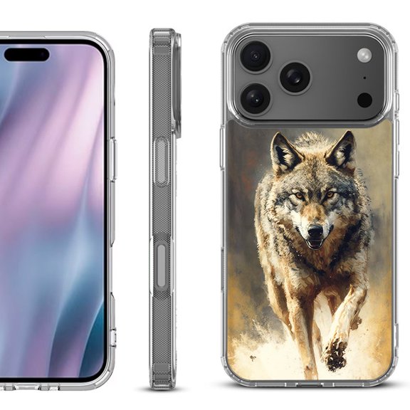 For iPhone 17 Pro Max Protective Shockproof Phone Case, by OneToughShield - Running Wolf