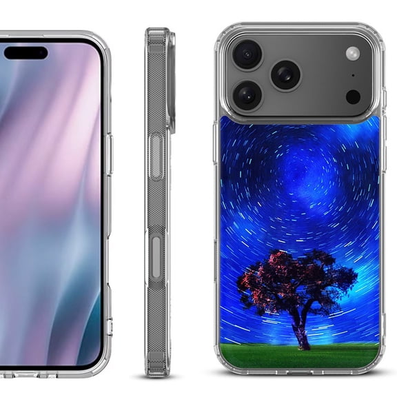 For iPhone 17 Pro Max Protective Shockproof Phone Case, by OneToughShield - Star Trails Tree