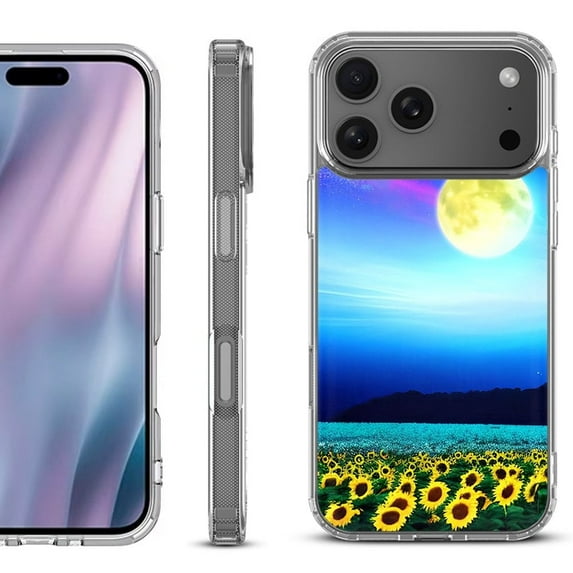 For iPhone 17 Pro Max Protective Shockproof Phone Case, by OneToughShield - Sunflower Moon