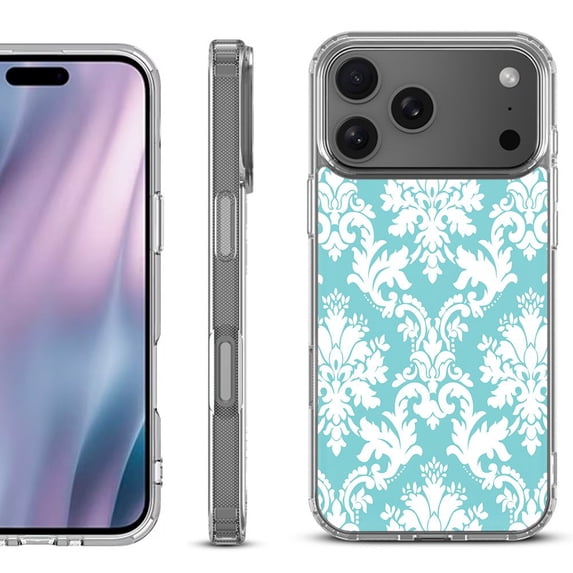 For iPhone 17 Pro Max Protective Shockproof Phone Case, by OneToughShield - Victorian White/Teal