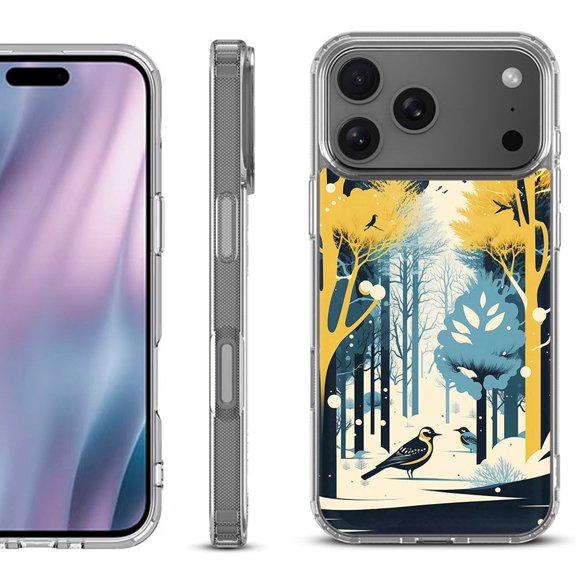 For iPhone 17 Pro Max Protective Shockproof Phone Case, by OneToughShield - Winter Birds