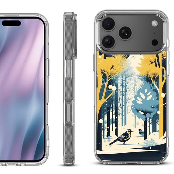 For iPhone 17 Pro Max Protective Shockproof Phone Case, by OneToughShield - Winter Birds