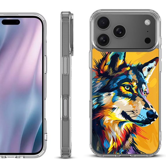 For iPhone 17 Pro Max Protective Shockproof Phone Case, by OneToughShield - Wolf Art