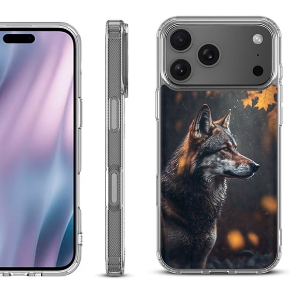 For iPhone 17 Pro Max Protective Shockproof Phone Case, by OneToughShield - Wolf Autumn