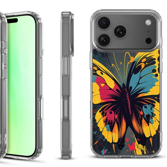 For iPhone 17 Pro Shockproof Protective Phone Case, by OneToughShield - Abstract Butterfly