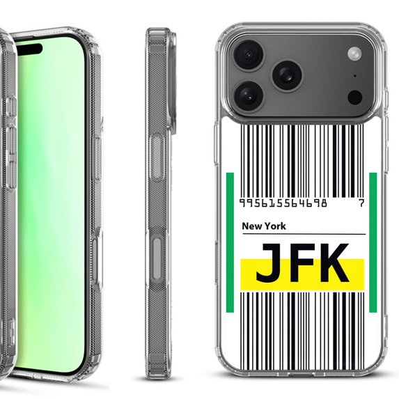 For iPhone 17 Pro Shockproof Protective Phone Case, by OneToughShield - Airport Tag / New York