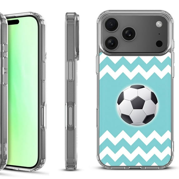 For iPhone 17 Pro Shockproof Protective Phone Case, by OneToughShield - Chevron/Soccer