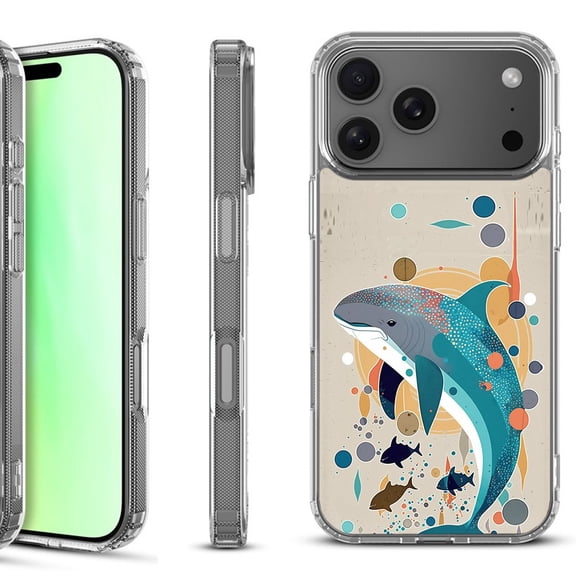 For iPhone 17 Pro Shockproof Protective Phone Case, by OneToughShield - Dolphin Family