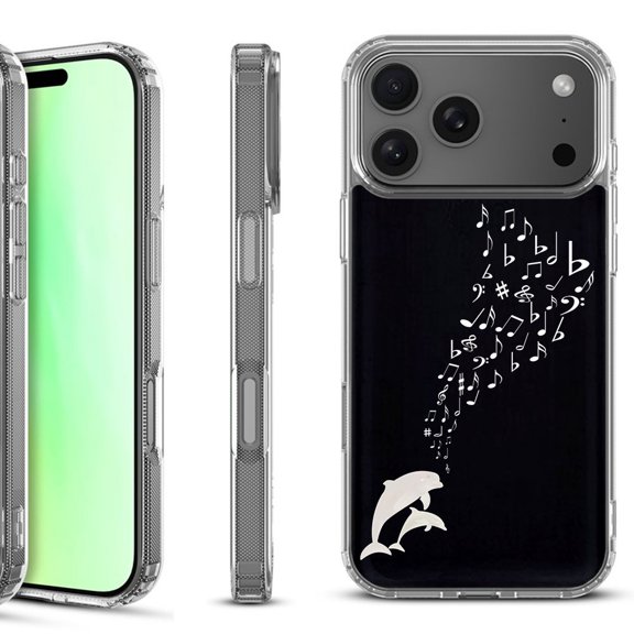 For iPhone 17 Pro Shockproof Protective Phone Case, by OneToughShield - Dolphin Music