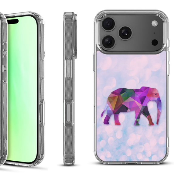 For iPhone 17 Pro Shockproof Protective Phone Case, by OneToughShield - Elephant /Polygon