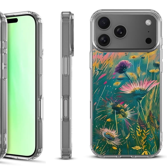 For iPhone 17 Pro Shockproof Protective Phone Case, by OneToughShield - Flower Wind
