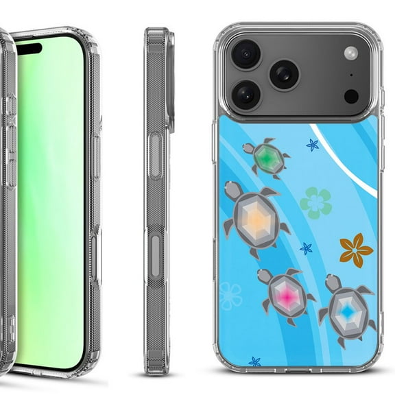 For iPhone 17 Pro Shockproof Protective Phone Case, by OneToughShield - Happy Turtle