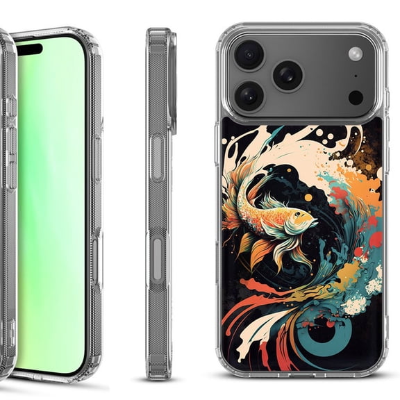 For iPhone 17 Pro Shockproof Protective Phone Case, by OneToughShield - Koi Fish