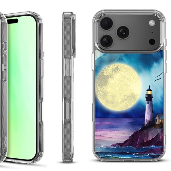 For iPhone 17 Pro Shockproof Protective Phone Case, by OneToughShield - Lighthouse Moon