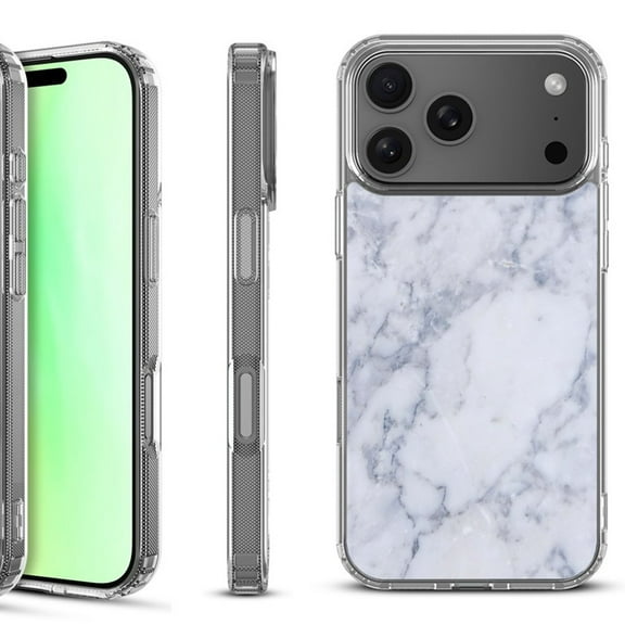 For iPhone 17 Pro Shockproof Protective Phone Case, by OneToughShield - Marble / Clouds