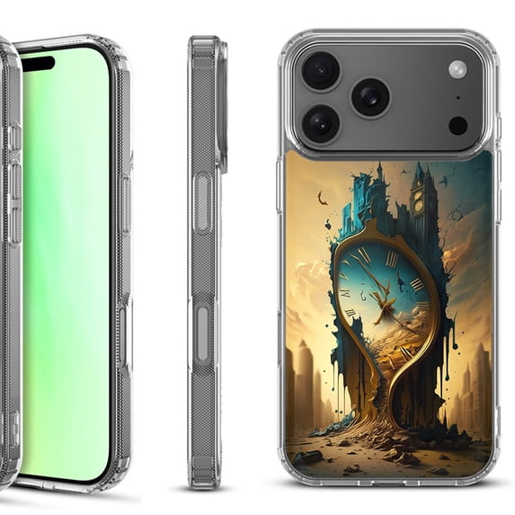 For iPhone 17 Pro Shockproof Protective Phone Case, by OneToughShield - Melting Clock
