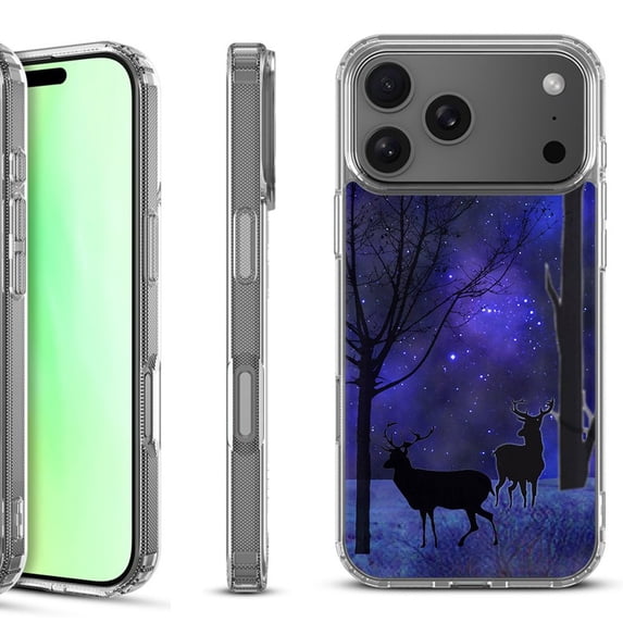 For iPhone 17 Pro Shockproof Protective Phone Case, by OneToughShield - Midnight Forest