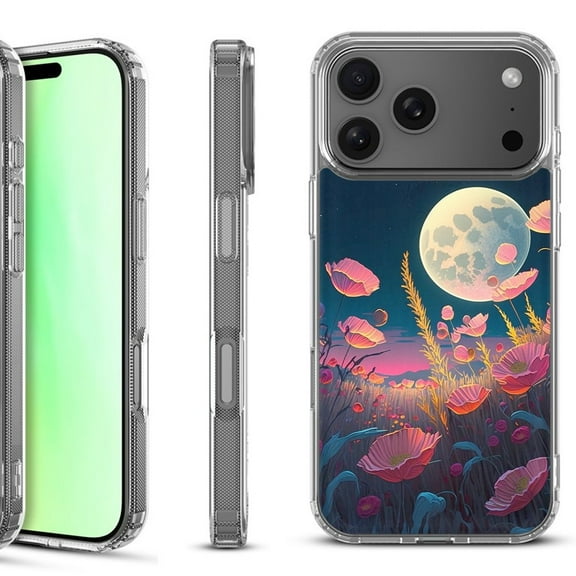 For iPhone 17 Pro Shockproof Protective Phone Case, by OneToughShield - Moon Poppies