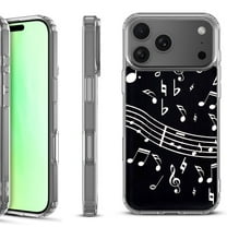 For iPhone 17 Pro Shockproof Protective Phone Case, by OneToughShield - Music Notes / Black