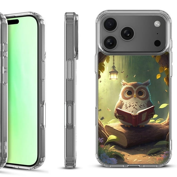 For iPhone 17 Pro Shockproof Protective Phone Case, by OneToughShield - Owl Reading