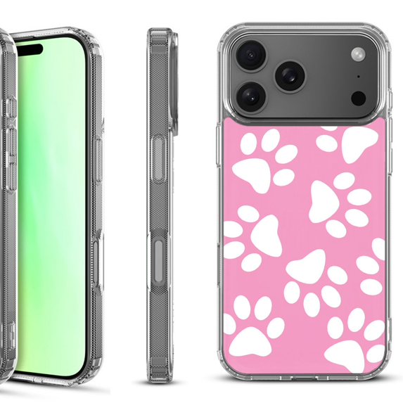 For iPhone 17 Pro Shockproof Protective Phone Case, by OneToughShield - Pet Paw/ Pink