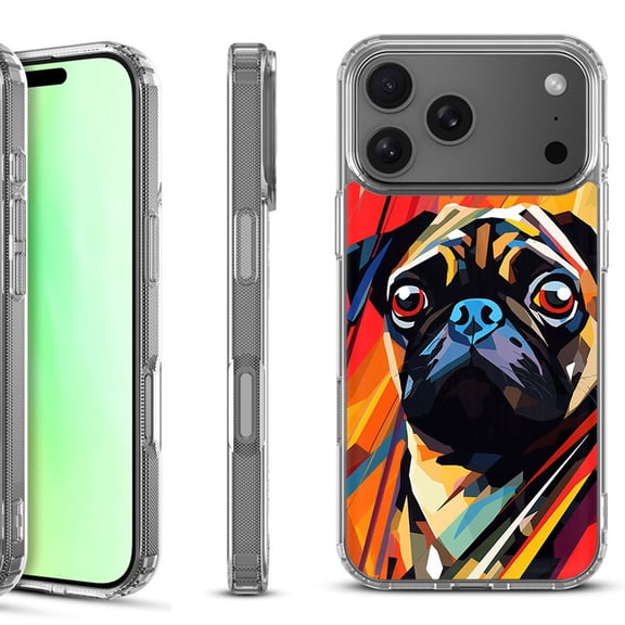 For iPhone 17 Pro Shockproof Protective Phone Case, by OneToughShield - Pug Art