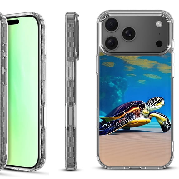 For iPhone 17 Pro Shockproof Protective Phone Case, by OneToughShield - Sea Turtle Beach