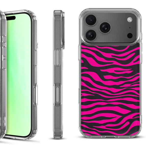 For iPhone 17 Pro Shockproof Protective Phone Case, by OneToughShield - Zebra Pink