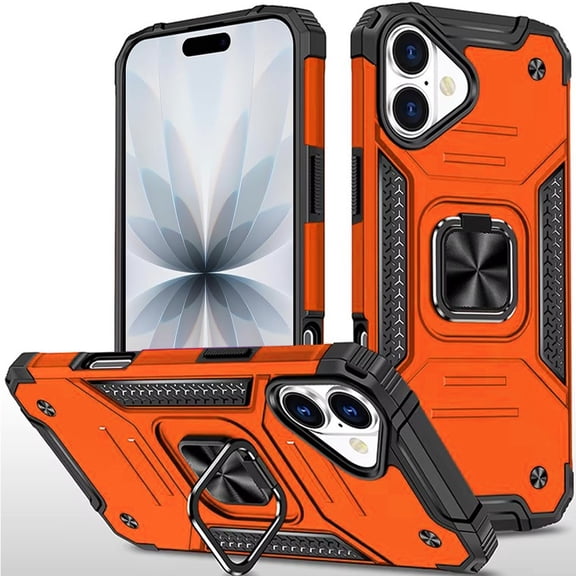 For iPhone 17 Robust Magnetic Kickstand Hybrid Case Cover - Cosmic Orange