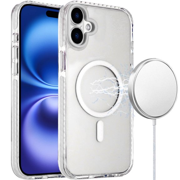 For iPhone 17 Transparent Matching Color Magnetic Ring Hybrid - White