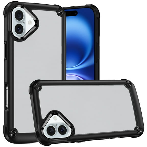 For iPhone 17 Ultimate CaseX Transparent Hybrid Case with Metal Buttons And Camera Edges - Black
